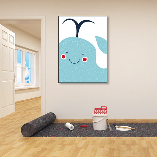 Cartoon Animal Wall Decor Pastel Color Children's Art Wrapped Canvas for Dining Room Clearhalo 'Art Gallery' 'Canvas Art' 'Kids' Arts' 1859386