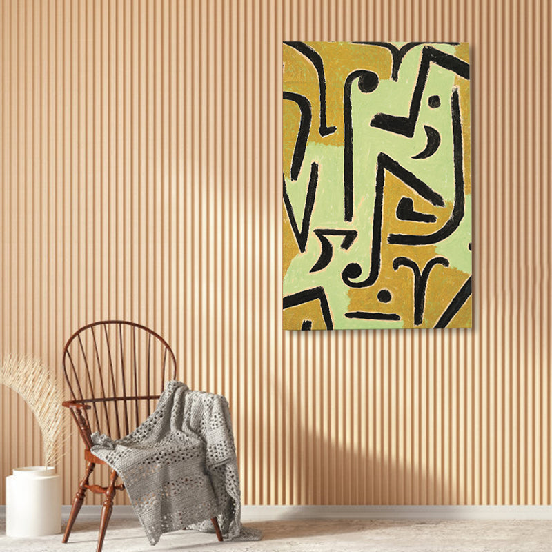 Maze Graphic Canvas Print Textured Pop Art Style Girls Bedroom Wall Decor in Yellow Clearhalo 'Arts' 'Canvas Art' 1859402