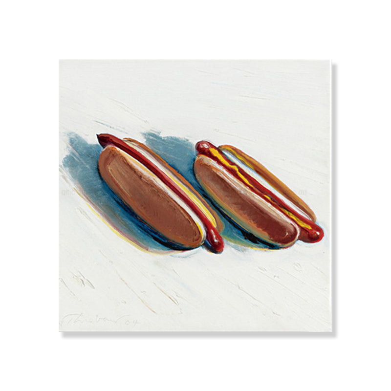 Brown Hot Dog Bread Wrapped Canvas Pop Art Style Textured Painting for Kids Room Clearhalo 'Arts' 'Canvas Art' 1859614