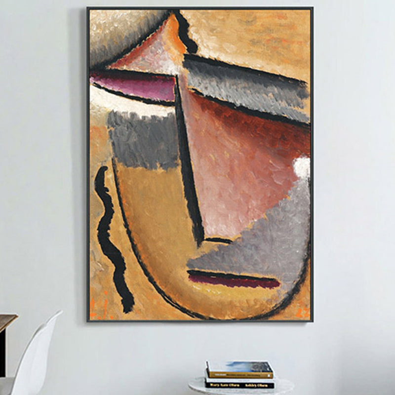 Abstract Expressionism Hand Print Canvas Art Sitting Room Wall Decor in Pastel Color Brown Clearhalo 'Arts' 'Canvas Art' 1859638