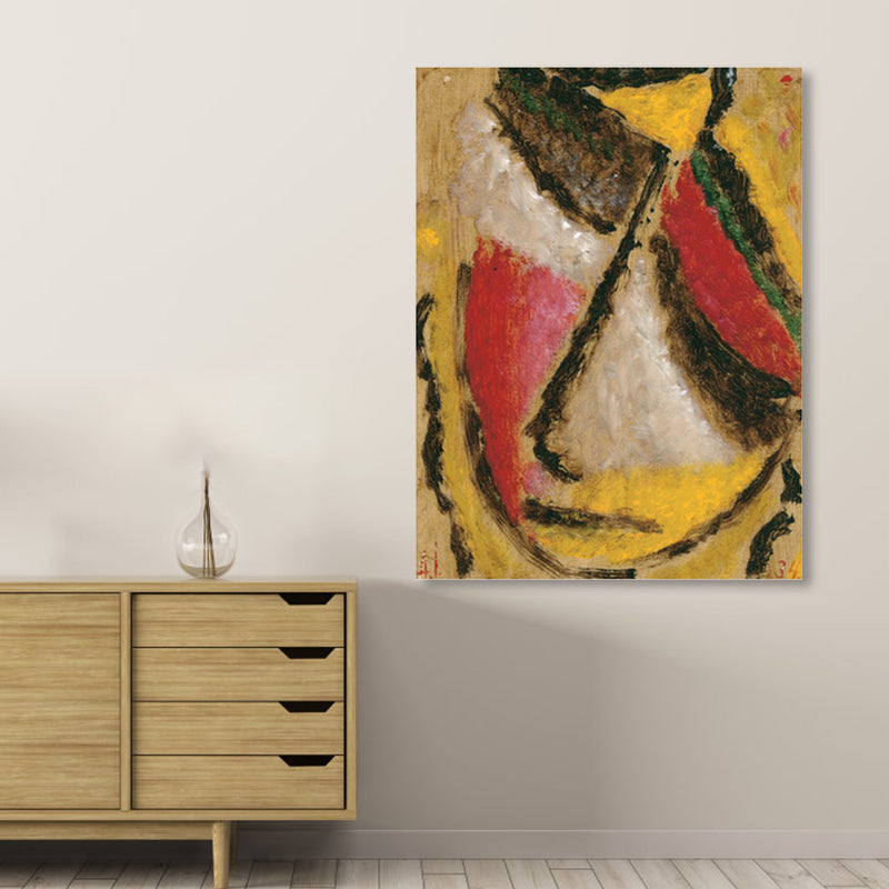 Abstract Expressionism Hand Print Canvas Art Sitting Room Wall Decor in Pastel Color Yellow Clearhalo 'Arts' 'Canvas Art' 1859645