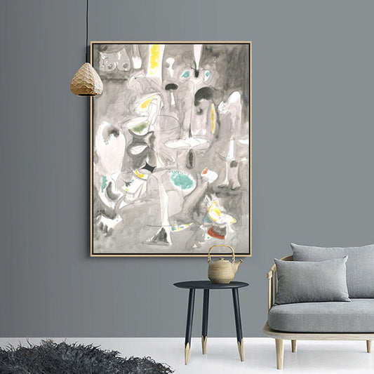 Grey Watercolor Wall Decor Paintings Abstract Expressionism Textured Canvas for Kitchen Clearhalo 'Arts' 'Canvas Art' 1859672