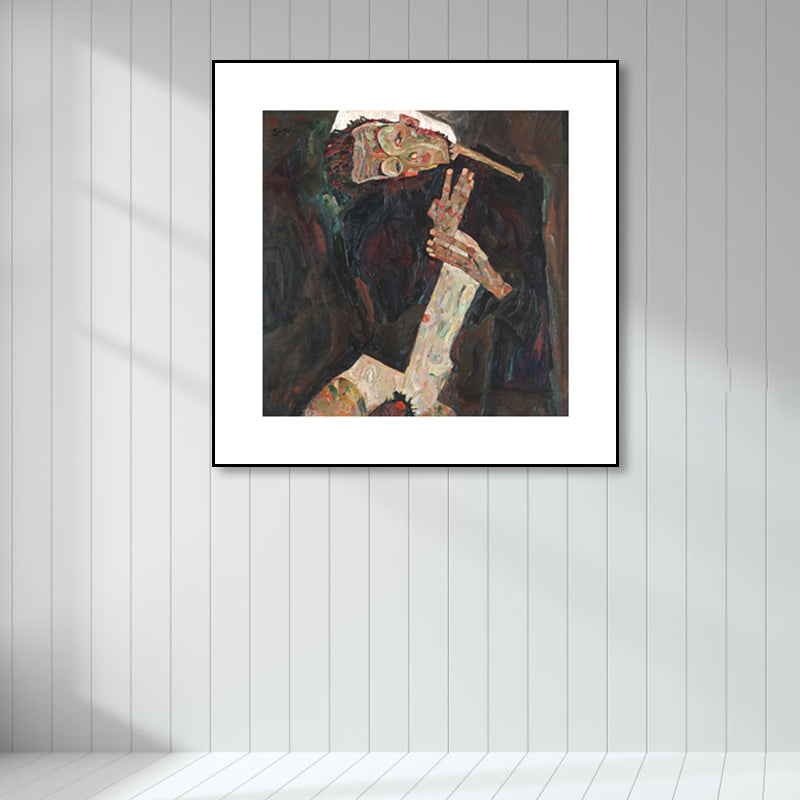 Man Wall Art Sitting Room Character Wrapped Canvas in Dark Color, Multiple Sizes Options Clearhalo 'Arts' 'Canvas Art' 1859687