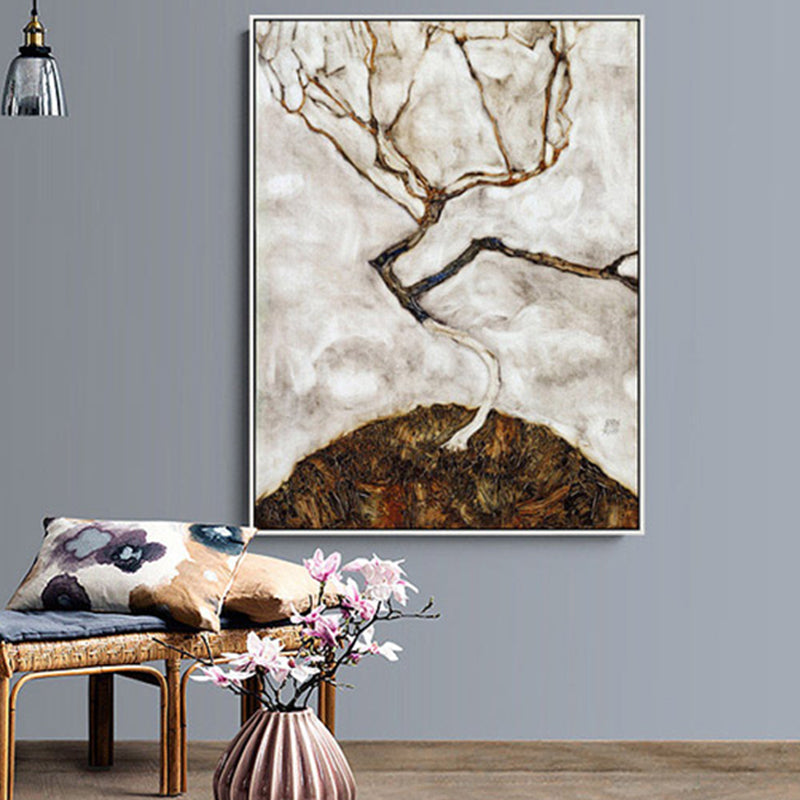 Leafless Tree Scenery Wall Art Print Gray Abstract Expressionism Canvas for Family Room Grey Clearhalo 'Arts' 'Canvas Art' 1859689