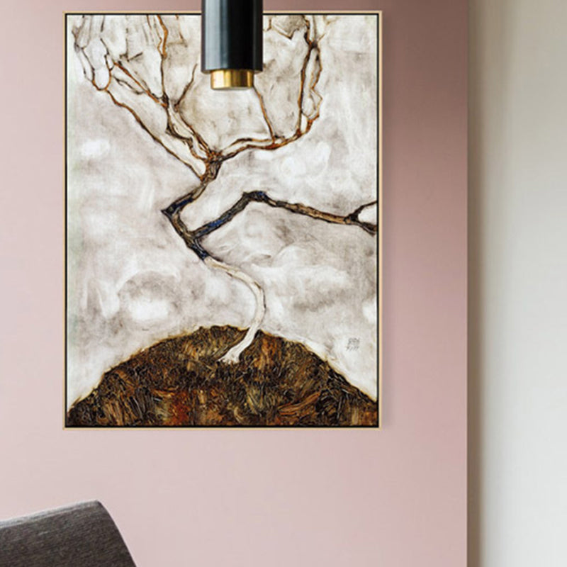 Leafless Tree Scenery Wall Art Print Gray Abstract Expressionism Canvas for Family Room Clearhalo 'Arts' 'Canvas Art' 1859690