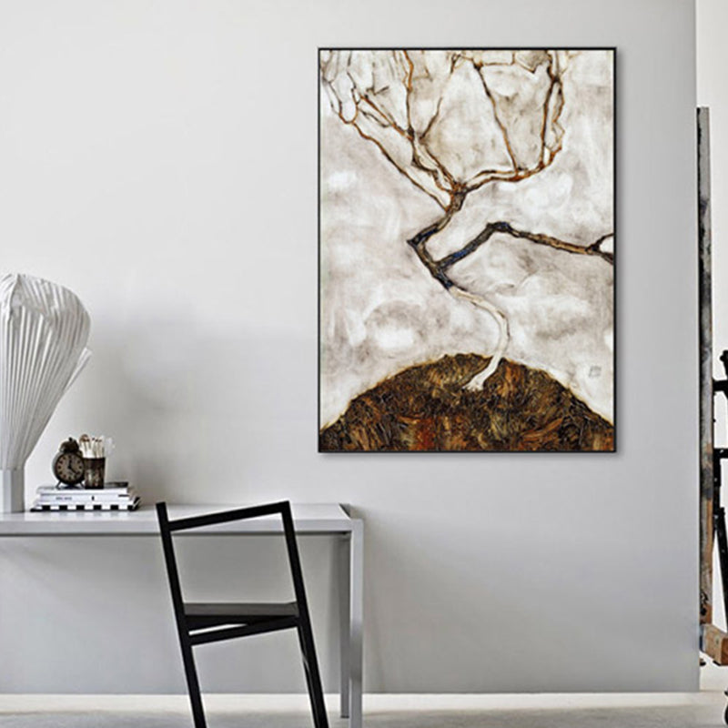 Leafless Tree Scenery Wall Art Print Gray Abstract Expressionism Canvas for Family Room Clearhalo 'Arts' 'Canvas Art' 1859691