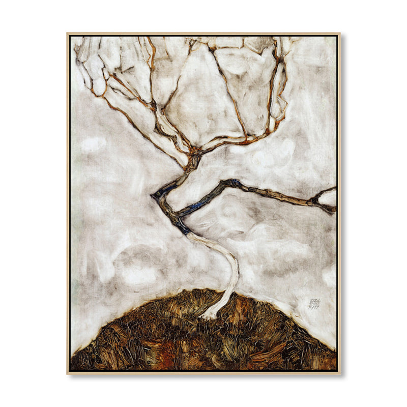 Leafless Tree Scenery Wall Art Print Gray Abstract Expressionism Canvas for Family Room Clearhalo 'Arts' 'Canvas Art' 1859692