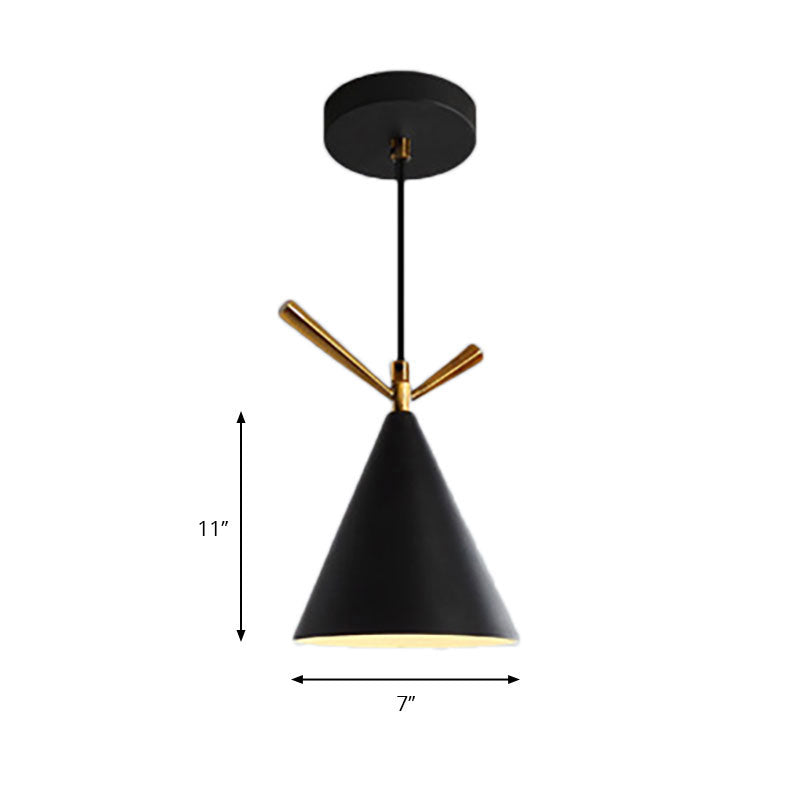 Nordic Style Cone Pendant Lighting 1 Light Metal Hanging Lamp for Restaurant Coffee Shop Clearhalo 'Ceiling Lights' 'Modern Pendants' 'Modern' 'Pendant Lights' 'Pendants' Lighting' 185981