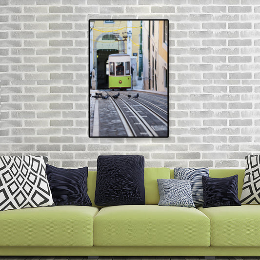 Fotografia nostalgica Urban Railway Tela Boys Camere Transportation Wall Art Print