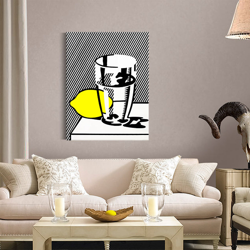 Gray Lemon and Glass Canvas Textured Wall Art Print for Living Room, Multiple Size Grey Clearhalo 'Arts' 'Canvas Art' 1860154