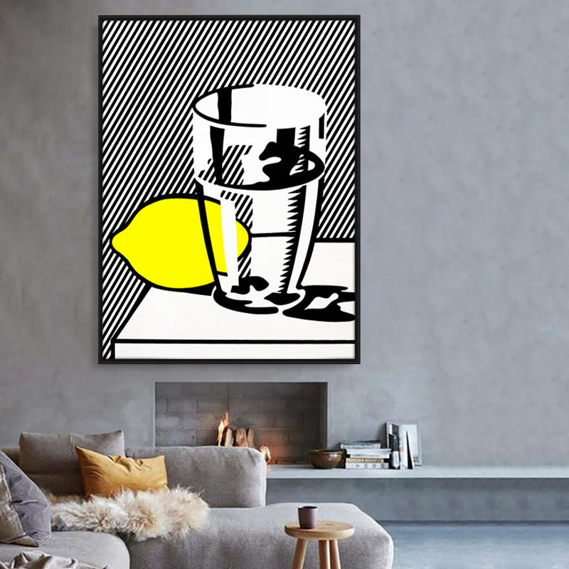 Gray Lemon and Glass Canvas Textured Wall Art Print for Living Room, Multiple Size Clearhalo 'Arts' 'Canvas Art' 1860156