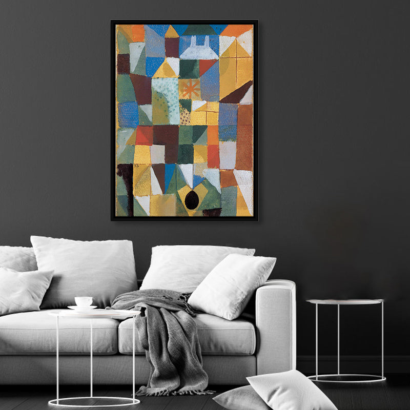 Blue Colour Stitching Pattern Canvas Textured Pop Art Style Dining Room Wall Decor Clearhalo 'Arts' 'Canvas Art' 1860201