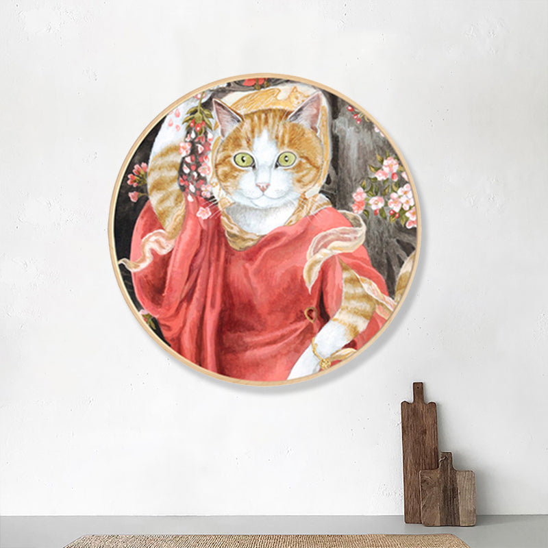 Textured Personified Cat Wrapped Canvas Pop Art Style Wall Decor for Girls Bedroom Clearhalo 'Arts' 'Canvas Art' 1860247