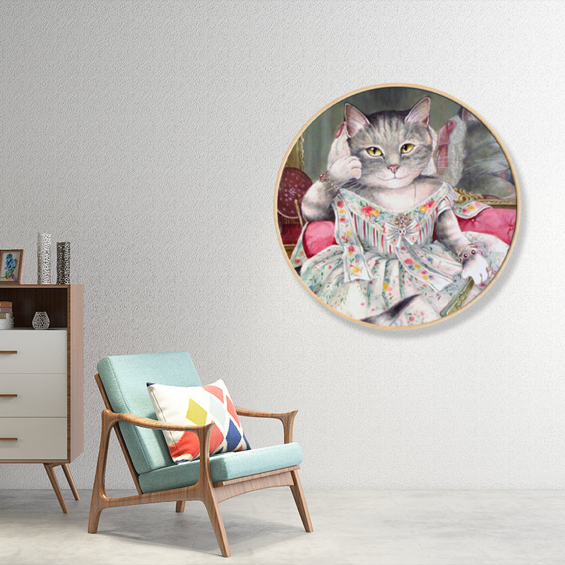 Textured Personified Cat Wrapped Canvas Pop Art Style Wall Decor for Girls Bedroom Clearhalo 'Arts' 'Canvas Art' 1860252