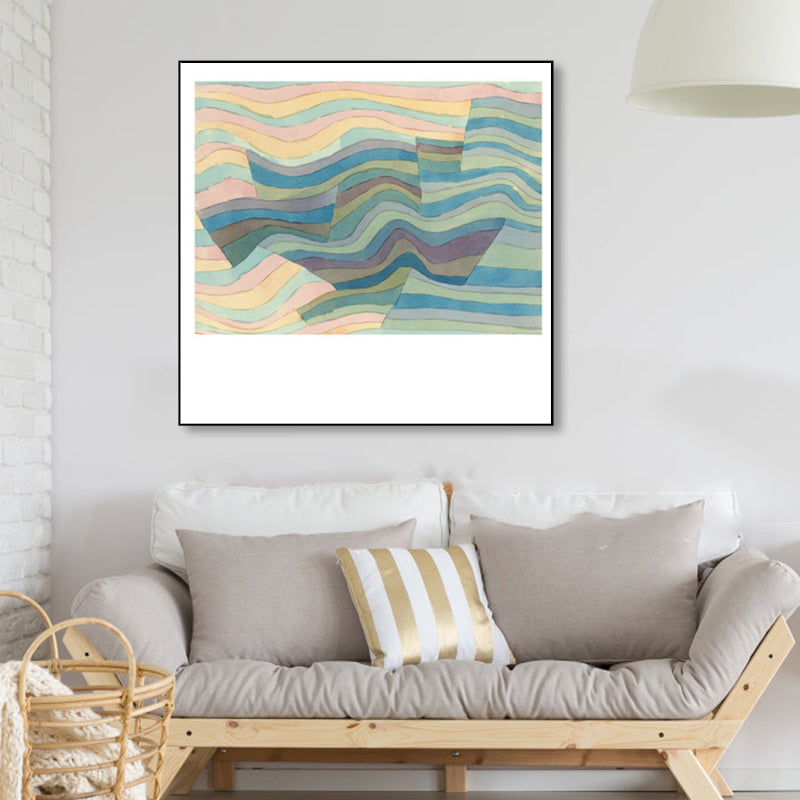 Lapped Geometry Canvas Print Textured Modern Art Style Bedroom Wall Decor in Soft Color Green Clearhalo 'Arts' 'Canvas Art' 1860267