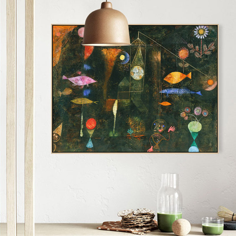 Mid-Century Modern Painting Abstract Art Print Study Room Wall Decor in Black, Textured Clearhalo 'Arts' 'Canvas Art' 1860290