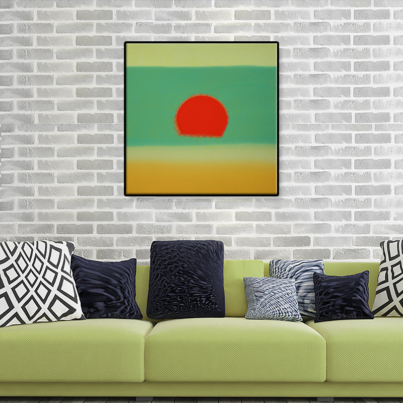 Sunrise Scenery Canvas Print Pop Art Natural Phenomena Wall Decor in Light Color Green Clearhalo 'Arts' 'Canvas Art' 1860367