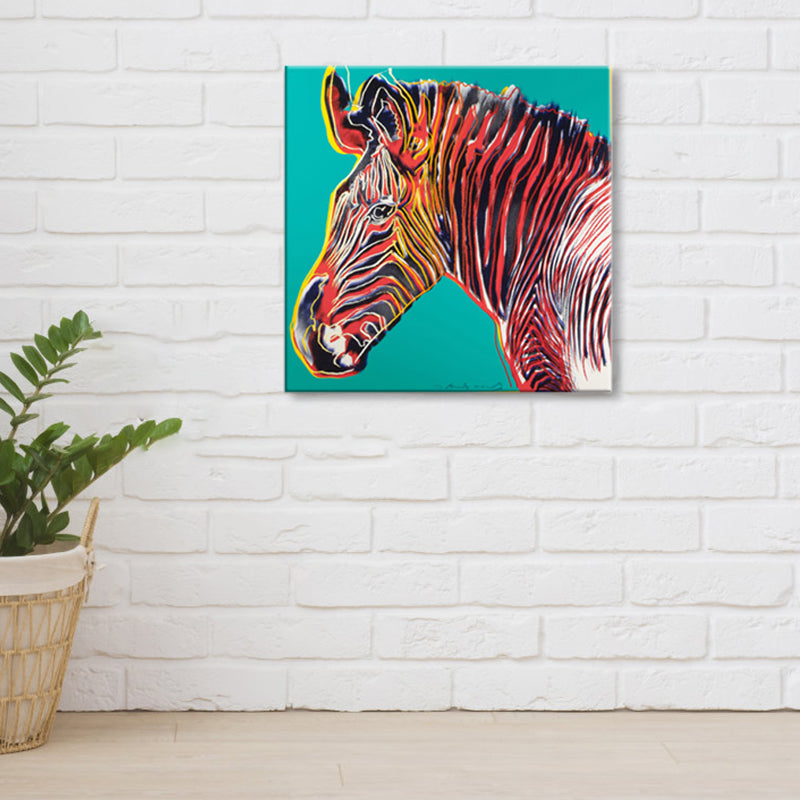 Wild Animal Canvas Print Pop Art Style Textured Dining Room Painting in Pastel Color Clearhalo 'Arts' 'Canvas Art' 1860396