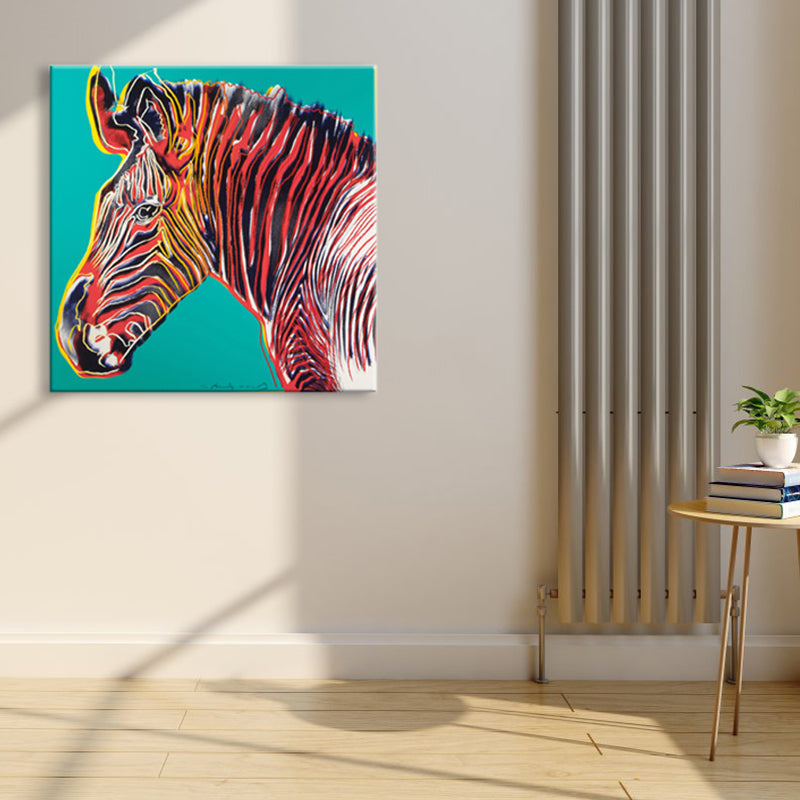 Wild Animal Canvas Print Pop Art Style Textured Dining Room Painting in Pastel Color Clearhalo 'Arts' 'Canvas Art' 1860397