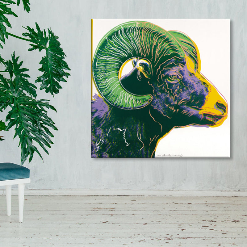 Wild Animal Canvas Print Pop Art Style Textured Dining Room Painting in Pastel Color Clearhalo 'Arts' 'Canvas Art' 1860411