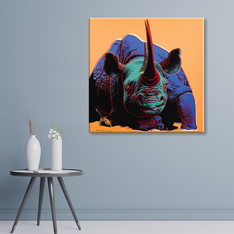 Wild Animal Canvas Print Pop Art Style Textured Dining Room Painting in Pastel Color Clearhalo 'Arts' 'Canvas Art' 1860419