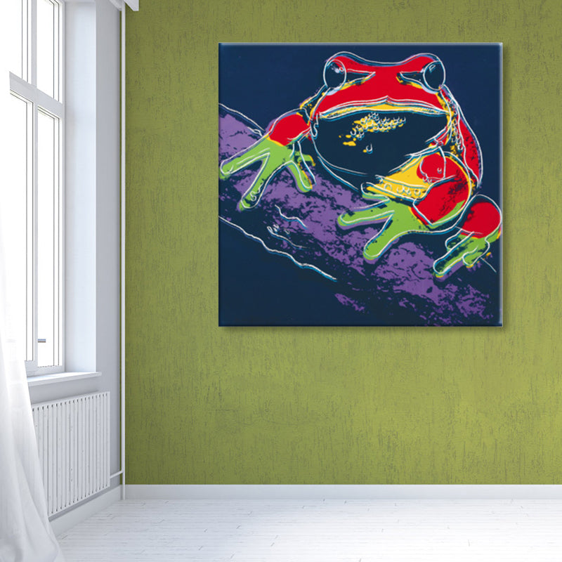 Wild Animal Canvas Print Pop Art Style Textured Dining Room Painting in Pastel Color Red Clearhalo 'Arts' 'Canvas Art' 1860422