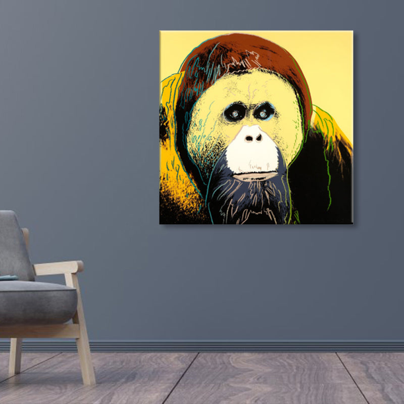 Wild Animal Canvas Print Pop Art Style Textured Dining Room Painting in Pastel Color Clearhalo 'Arts' 'Canvas Art' 1860431