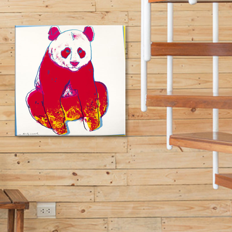 Wild Animal Canvas Print Pop Art Style Textured Dining Room Painting in Pastel Color Rose Red Clearhalo 'Arts' 'Canvas Art' 1860434