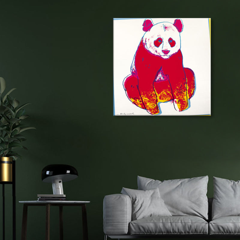 Wild Animal Canvas Print Pop Art Style Textured Dining Room Painting in Pastel Color Clearhalo 'Arts' 'Canvas Art' 1860436