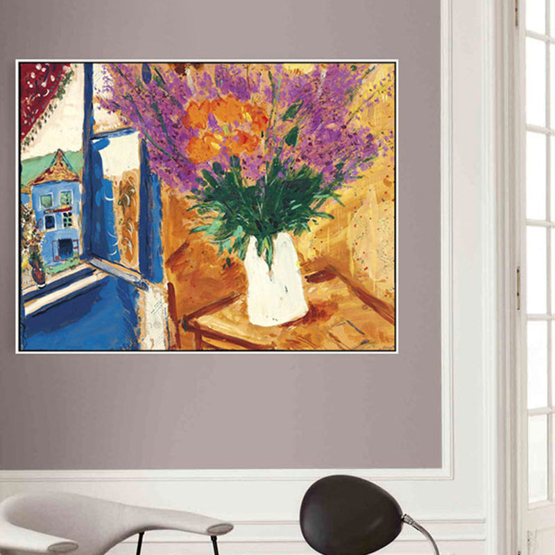 Flower Potting Scenery Canvas Print Impressionism Textured Wall Art Decor in Brown Brown Clearhalo 'Arts' 'Canvas Art' 1860445