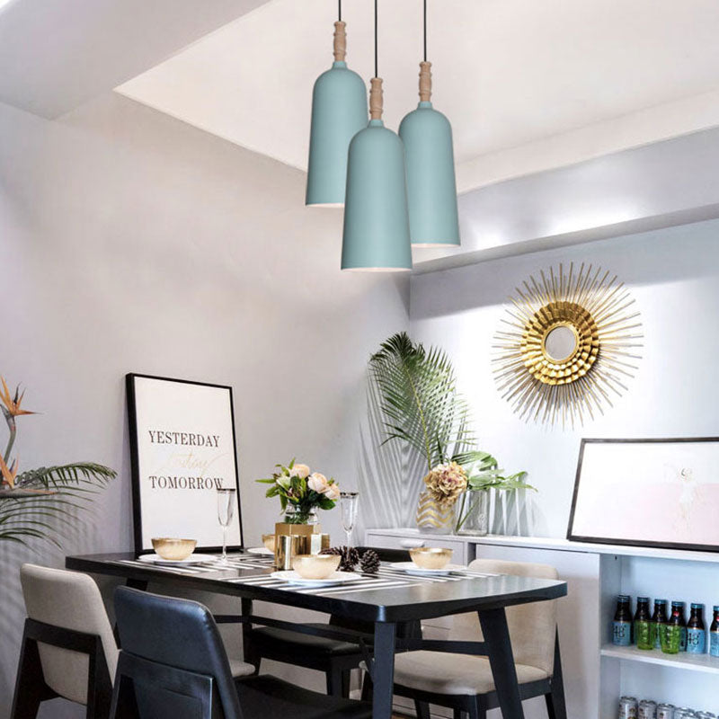 1 Light Bell Shaped Pendant Light Nordic Stylish Metal Hanging Lamp for Cafe Bookstore Blue Clearhalo 'Ceiling Lights' 'Modern Pendants' 'Modern' 'Pendant Lights' 'Pendants' Lighting' 186064