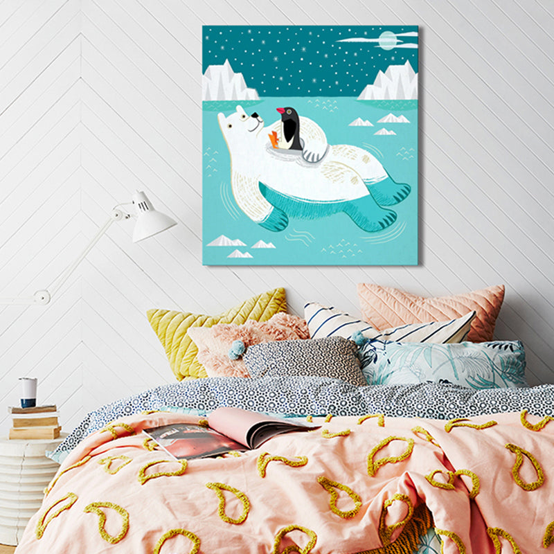 Sea Animals Wrapped Canvas Children's Art Textured Wall Decor in Soft Color for Kids Room White 20" x 24" Clearhalo 'Art Gallery' 'Canvas Art' 'Kids' Arts' 1860719