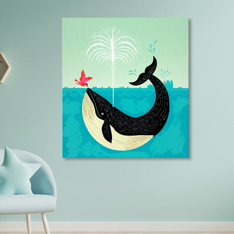 Sea Animals Wrapped Canvas Children's Art Textured Wall Decor in Soft Color for Kids Room Clearhalo 'Art Gallery' 'Canvas Art' 'Kids' Arts' 1860725