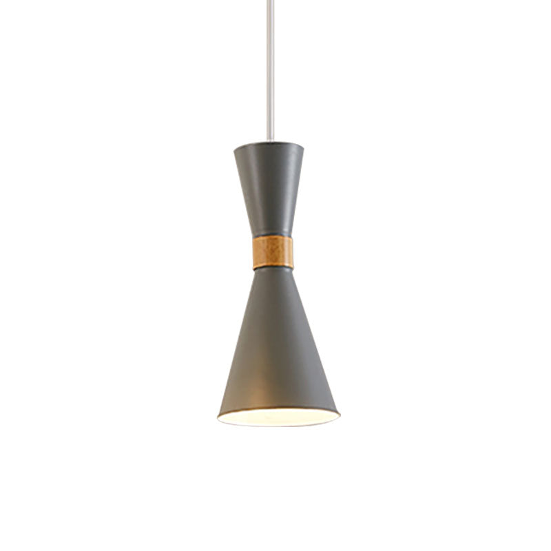 Metal Hourglass Mini Pendant Light Living Room Hallway 1 Light Nordic Hanging Lamp Grey Clearhalo 'Ceiling Lights' 'Modern Pendants' 'Modern' 'Pendant Lights' 'Pendants' Lighting' 186083