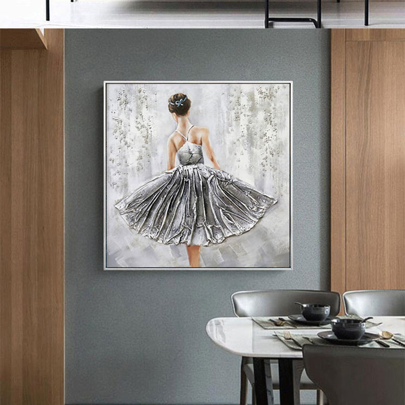 Dancing Maiden Canvas Wall Art for Boys Bedroom in Light Color, Multiple Sizes Available Grey Clearhalo 'Arts' 'Canvas Art' 1860836