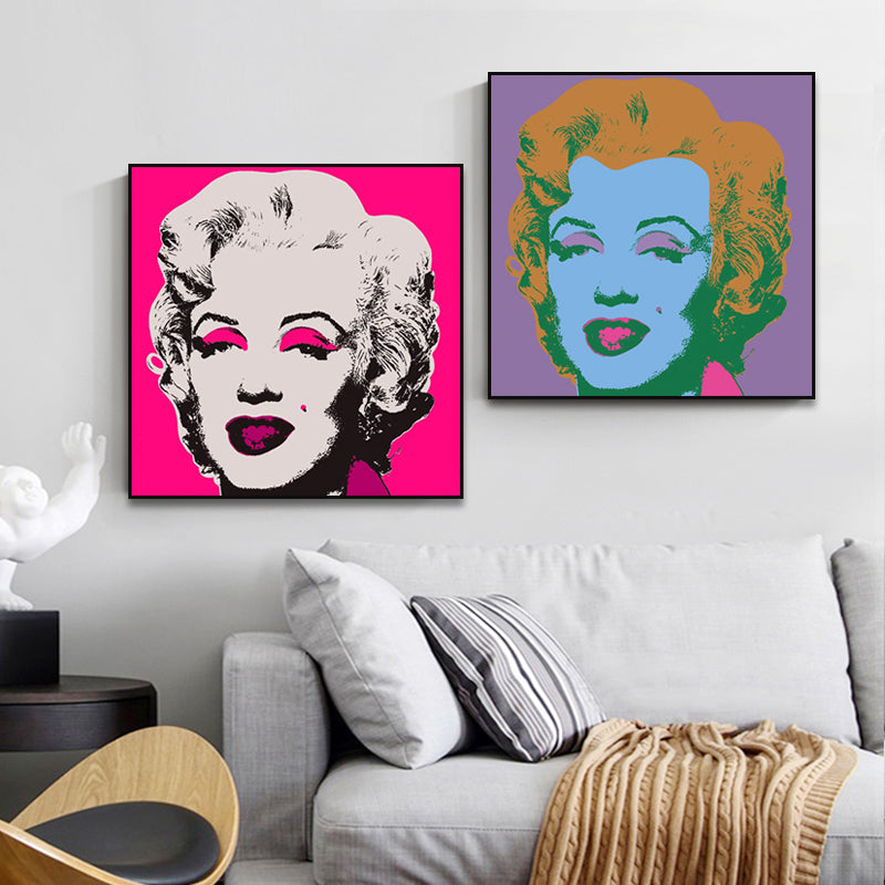 Marilyn Monroe Wrapped Canvas Pop Art Famous Character Wall Decor in Pastel Color Clearhalo 'Arts' 'Canvas Art' 1860889