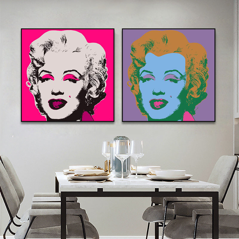 Marilyn Monroe Wrapped Canvas Pop Art Famous Character Wall Decor in Pastel Color Clearhalo 'Arts' 'Canvas Art' 1860890