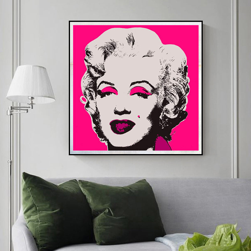 Marilyn Monroe Wrapped Canvas Pop Art Famous Character Wall Decor in Pastel Color Pink Clearhalo 'Arts' 'Canvas Art' 1860891