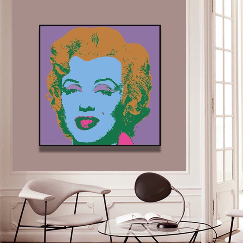 Marilyn Monroe Wrapped Canvas Pop Art Famous Character Wall Decor in Pastel Color Blue Clearhalo 'Arts' 'Canvas Art' 1860896