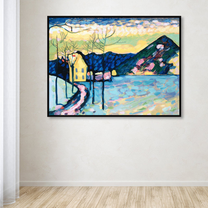 Textured Blue Wrapped Canvas Pop Art Mountain Landscape Wall Decor for Girls Bedroom Clearhalo 'Arts' 'Canvas Art' 1860977