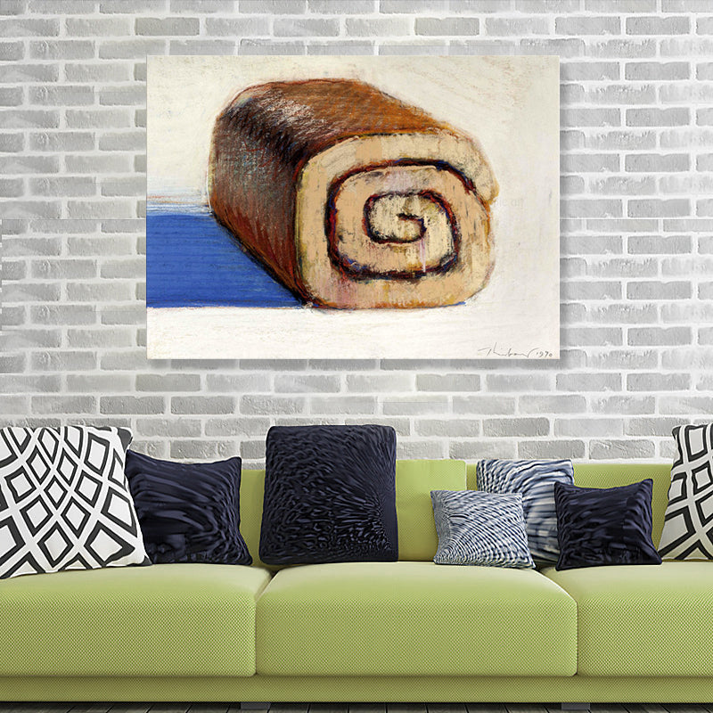 Oil Painting Roll Cake Wall Decor Pop Art Canvas Wall Decor in Brown for Kitchen Brown Clearhalo 'Arts' 'Canvas Art' 1861066