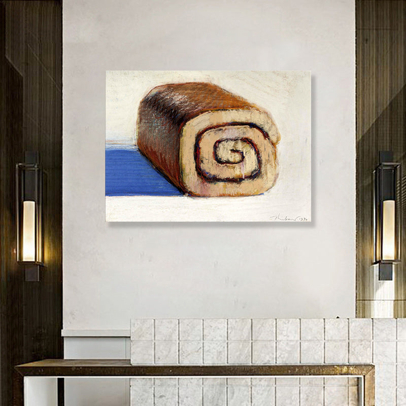 Oil Painting Roll Cake Wall Decor Pop Art Canvas Wall Decor in Brown for Kitchen Clearhalo 'Arts' 'Canvas Art' 1861067