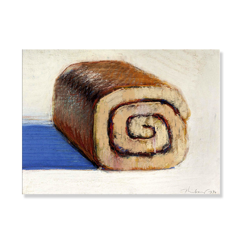 Oil Painting Roll Cake Wall Decor Pop Art Canvas Wall Decor in Brown for Kitchen Clearhalo 'Arts' 'Canvas Art' 1861069