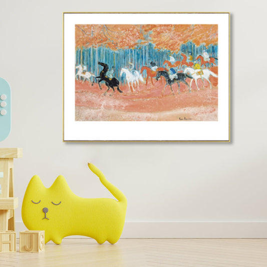 Paarden muur kunst decor impressionisme prachtig landschap canvas print in lichte kleur