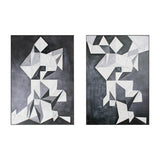 Geometrical Origami Art Print Vintage Canvas Wall Decor in Grey for Girls Bedroom