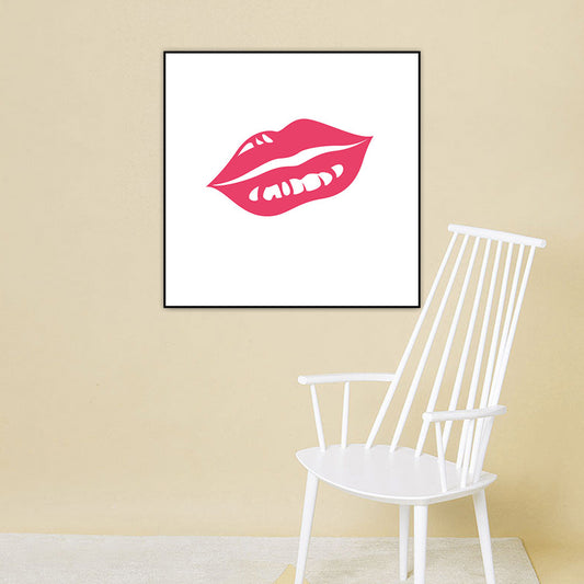 Mode Girl's Lip Wrapped Canvas Textured Pop Art Style Slaapkamer schilderen in lichte kleur