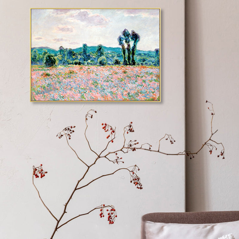 Monet Scenery Painting Impressionism Picturesque Farmland Canvas Wall Art in Light Color Clearhalo 'Arts' 'Canvas Art' 1861375