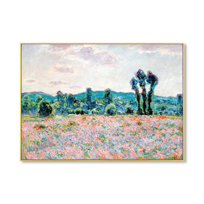 Monet Scenery Painting Impressionism Picturesque Farmland Canvas Wall Art in Light Color Clearhalo 'Arts' 'Canvas Art' 1861377