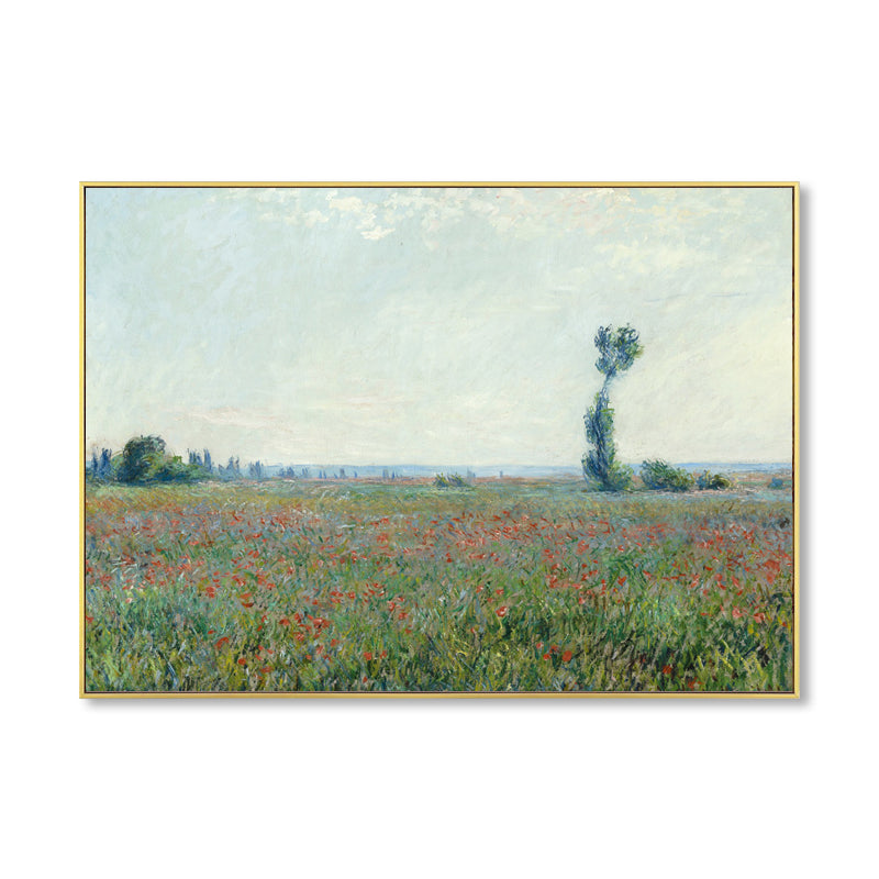 Monet Scenery Painting Impressionism Picturesque Farmland Canvas Wall Art in Light Color Clearhalo 'Arts' 'Canvas Art' 1861400