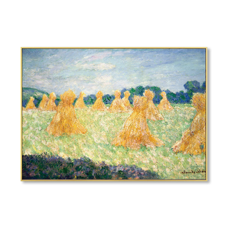 Monet Scenery Painting Impressionism Picturesque Farmland Canvas Wall Art in Light Color Clearhalo 'Arts' 'Canvas Art' 1861404